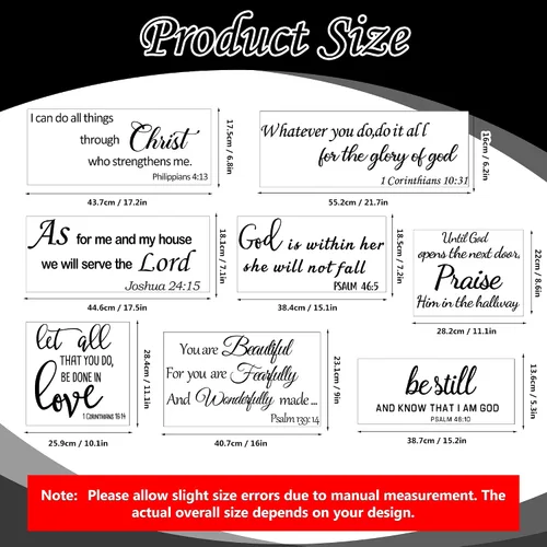 Vista 2 de Calcomanías de pared con versículo bíblico, calcomanías inspiradoras de pared, citas cristianas, calcomanías de pared religiosas, calcomanías