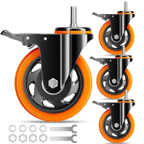 Vista 24 de Juego de 4 ruedas de vástago de 2 pulgadas 1/2 "-13 x 1 ", ruedas roscadas resistentes