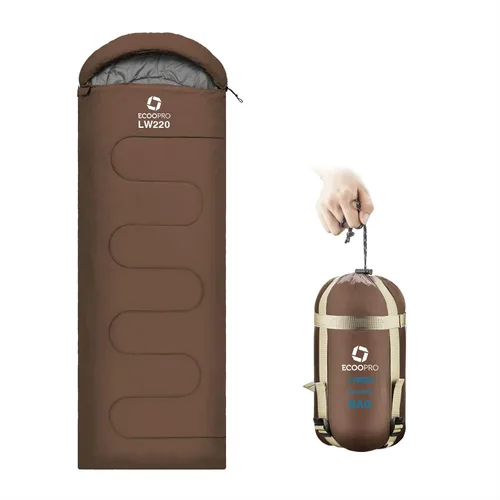 Vista 12 de ECOOPRO Saco de dormir para clima cálido, portátil, impermeable, compacto, ligero, cómodo con saco de compresión, ideal para acampar al aire libre