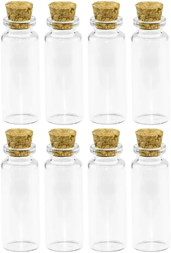 Vista 10 de Mini botellas de vidrio con tapón de corcho transparente de 0.1 fl oz, frascos pequeños, frascos, frascos, botella de deseos, 100