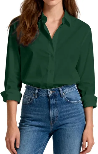 Vista 16 de Camisas de vestir ajustadas de algodón para mujer, blusas de manga larga para oficina, blusas con cuello