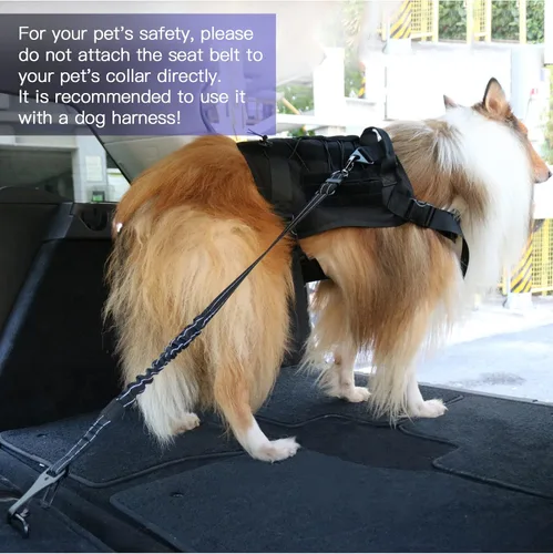 Vista 8 de AUBELL Cinturón de seguridad para perro, 3 en 1, ajustable, reflectante, resistente, arnés de perro con gancho de clip, cierre y hebilla, mosquetón