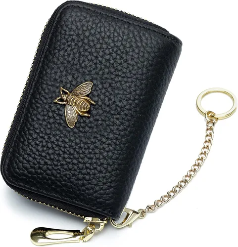 Vista 59 de imeetu Soporte para tarjetas de crédito RFID, cartera pequeña de cuero con cremallera para mujer