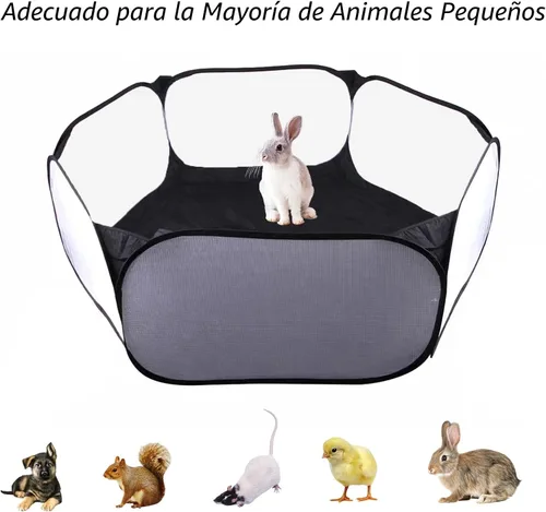 Vista 3 de Corralito para animales pequeños, portátil, con apertura automática, interactivo, para mascotas, valla interior y exterior para conejos, conejillos