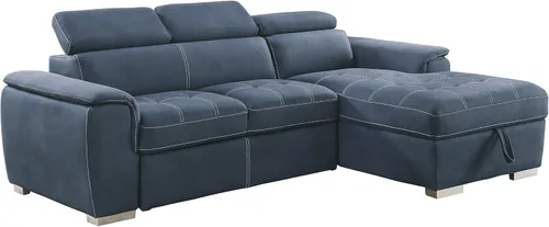 Vista 4 de Lexicon Cheyenne Sofá cama modular convertible, diván derecho, color azul