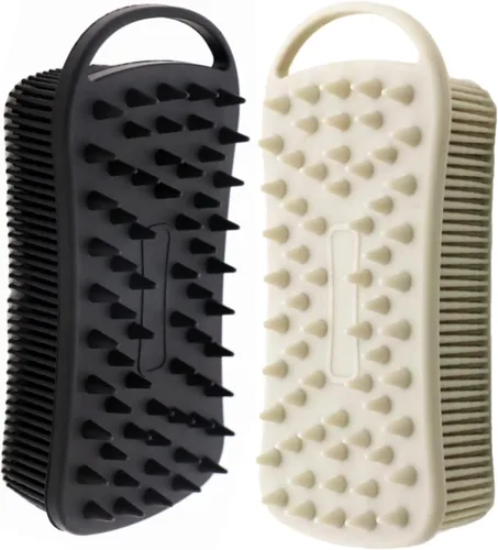 Vista 11 de Paquete de 2 exfoliantes corporales de silicona de doble cara para exfoliación, ducha y masaje del cuero cabelludo, cepillo 2 en 1 para baño