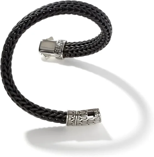 Vista 2 de Pulsera clásica de plata de 0.413in de caucho negro con cierre de empuje