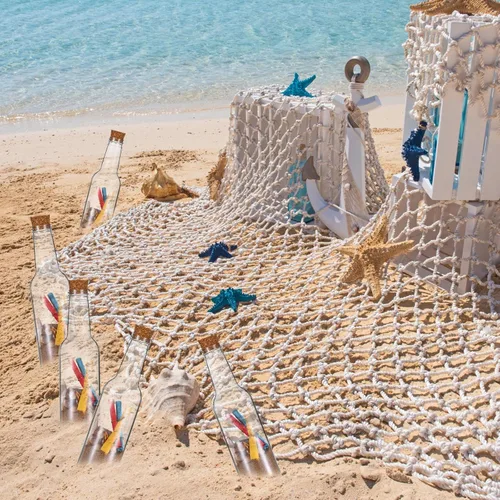 Vista 6 de Tanlade 20 botellas de plástico de arena de 5.6 onzas con tapones de corcho, recipientes de botella de mensajes de deseos, botellas transparentes