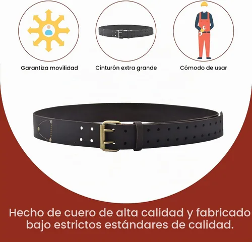 Vista 5 de Style n Craft - Cinturón de trabajo de cuero aceitado extra largo de grano completo de 2 pulgadas de ancho, cinturón duradero y resistente, marrón