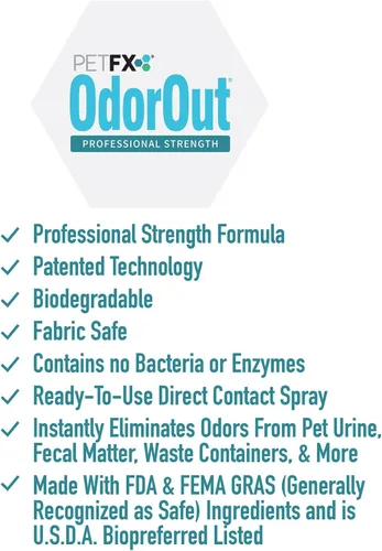 Vista 6 de PetFX OdorOut - Eliminador de olores no tóxico patentado para orina y heces de mascotas - Elimina todos los olores a base de nitrógeno en la fuente