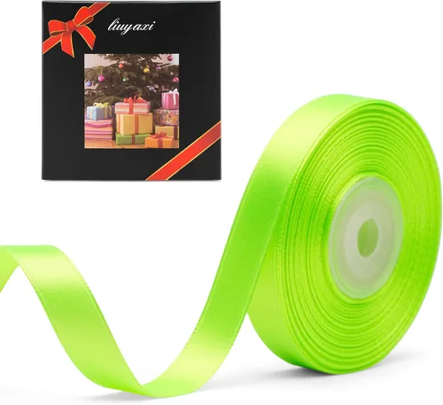 Vista 82 de Cinta de satén verde manzana de doble cara de color sólido de 1/2 pulgada x 25 yardas, cintas perfectas para manualidades, decoración de bodas
