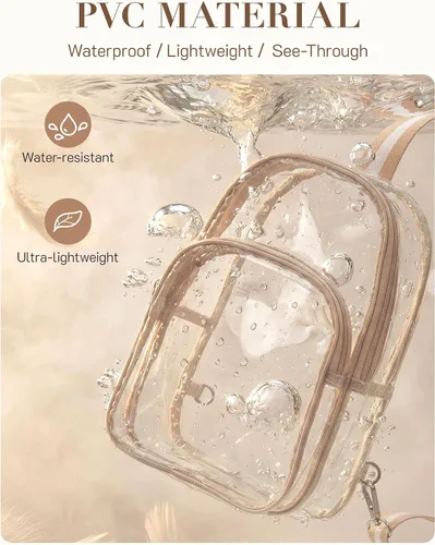 Vista 9 de Missnine Bolsa transparente para eventos de estadio, bolsa transparente tipo cangurera, bolsa cruzada para conciertos deportivos, A-caqui [simple]