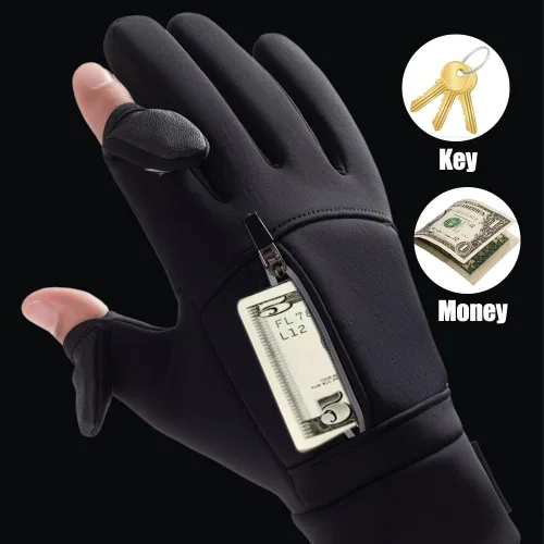 Vista 2 de Guantes de invierno cálidos para pantalla táctil, resistentes al viento y al frío, para hombres y mujeres, adecuados para ciclismo, pesca y correr