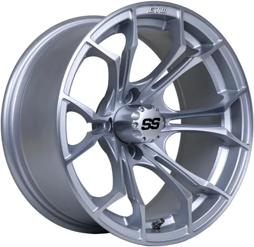 Vista 22 de GTW Spyder - Rueda de aluminio para carrito de golf de 12 pulgadas 12x7 4-4 pernos desplazamiento de 3:4 (azul/negro)