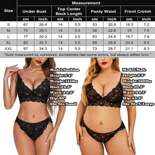 Vista 6 de ADOME - Conjunto de brasier y pantaleta de encaje para mujer