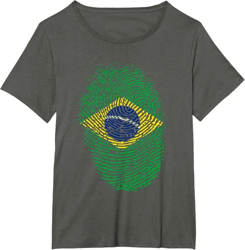 Vista 33 de Camiseta patriótica de la bandera brasileña con huella dactilar Asphalt Grey