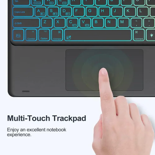 Vista 4 de Touchpad Galaxy Tab A 8.0 2019 Funda con teclado SM-T290, retroiluminación de 7 colores desmontable teclado inalámbrico Bluetooth multi-ángulos