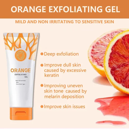Vista 2 de Gel exfoliante naranja para la cara y el cuerpo de la piel, gel para exfoliar la cara, limpieza profunda, hidratante facial, crema facial natural