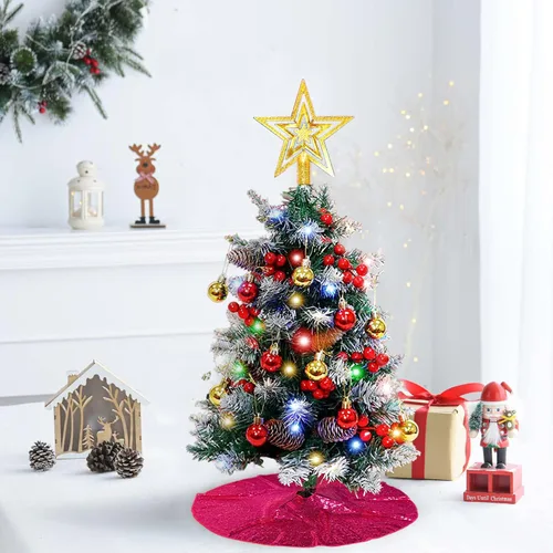 Vista 9 de DUOBAO Falda de Árbol Rosa de Navidad Brillante Faldas de Navidad Halloween Mini 24 Pulgadas Adorno, Elegante Decoración para Hogar Exterior e