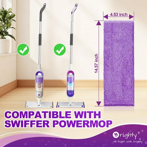 Vista 2 de Orighty Almohadillas de microfibra para mopa Swiffer PowerMop, paquete de 10, reutilizables Morado