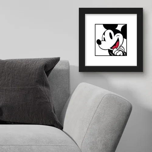 Vista 4 de Trends International Gallery Pops Disney Mickey Mouse - Póster artístico de pared sonriente, 12 x 12 pulgadas, versión enmarcada en negro