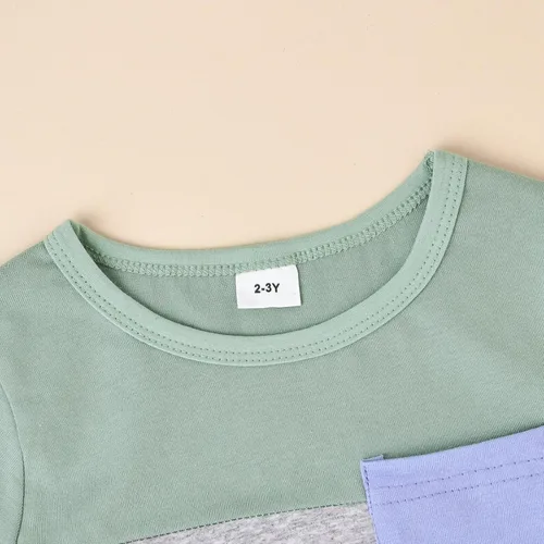 Vista 73 de Ropa para bebé niño pequeño, trajes de verano de manga corta, camiseta de retazos y pantalón con bolsillo, conjunto de 2 piezas, 12 meses a 4 años