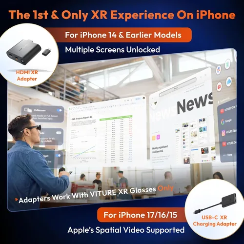 Vista 3 de VITURE Adaptador HDMI XR para iPhone 14 y modelos anteriores, habilitando videos multipantalla/3DoF/VR mejorados, 2.8 horas de duración