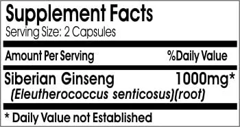 Vista 2 de Ginseng siberiano 1000mg ~ 200 cápsulas - Sin aditivos ~ Naturetition Supplements
