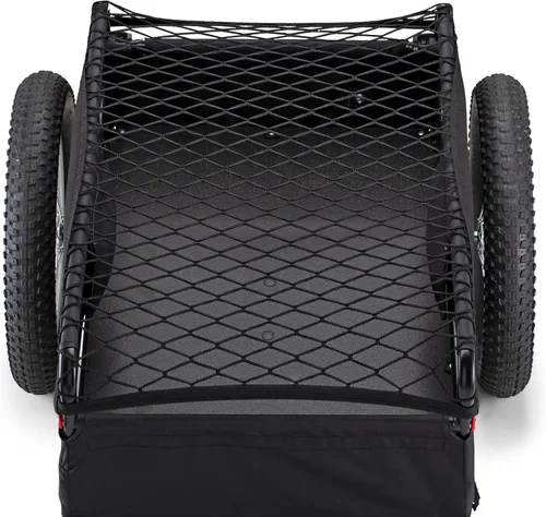 Vista 5 de Schwinn Porter - Remolque de bicicleta de carga, peso máximo de 100 libras, red de malla elástica, neumáticos grandes con orificios, color negro