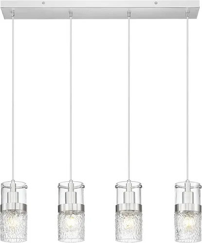Vista 17 de LMS Lámpara colgante dorada, 1 luz colgante para isla de cocina con vidrio martillado, LMS-171