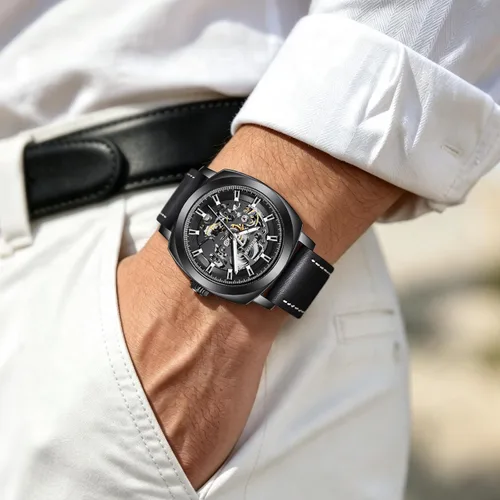 Vista 3 de BENYAR Mens Automatic Mechanical Watch Skeleton Dress Watch for Men Negro