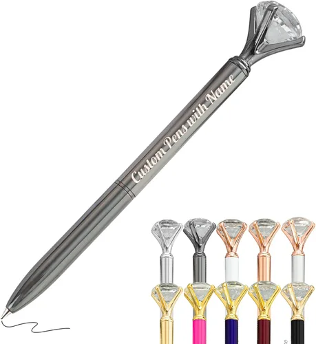 Vista 52 de Hasta 100 bolígrafos de diamante personalizados a granel con nombre, bolígrafo de impresión personalizada con logotipo de negocios grabado, mensaje