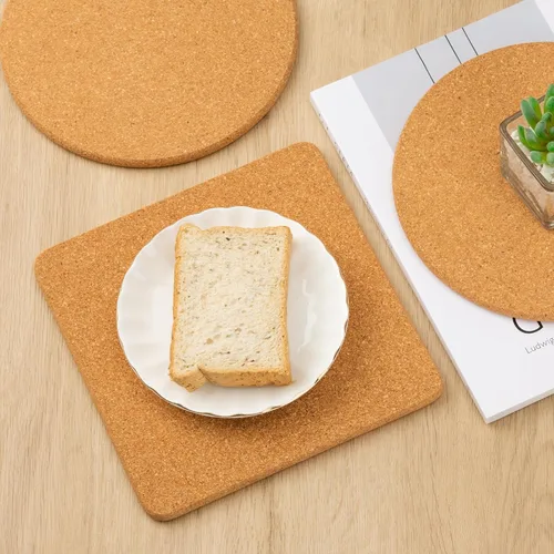Vista 5 de Salvamanteles de corcho para platos calientes, ollas y sartenes, soportes para ollas para cocina, 8 pulgadas, paquete de 6 almohadillas calientes