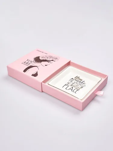 Vista 3 de DAKKO&CARE Bandeja de cerámica para joyas con caja de regalo ((You Make The World A Better Place))