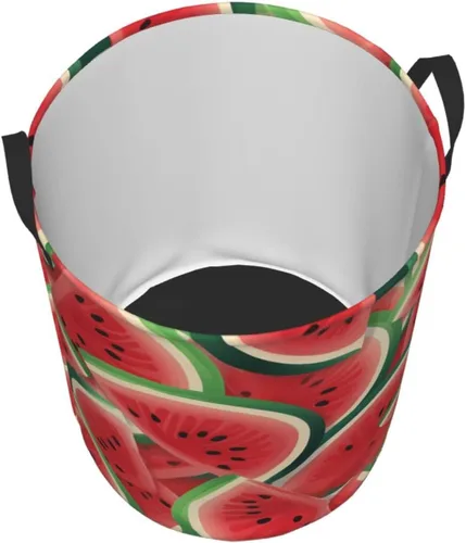 Vista 3 de Watermelon Slice print Circular Hamper Waterproof Storage Bin Organizer Basket Laundry Hamper With Handles For Clothes Toys Small
