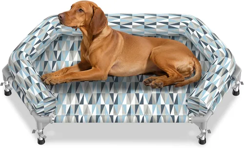 Vista 7 de Cama ortopédica para perros – Camas con refuerzo, camas elevadas refrigerantes para perros con marco de metal, cama elevada para perros, fácil