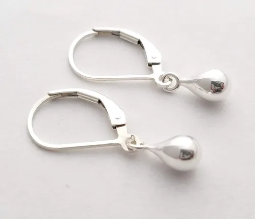 Vista 8 de Sterling Silver Teardrop Earrings Small Everyday Earrings for Women and Girls