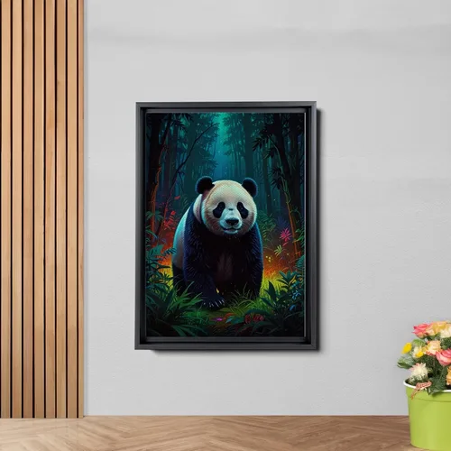 Vista 2 de Canvas Print cute pandas in the jungle Watercolor art framed canvas print framed wall art synthwave animal art Decor Canvas, Print