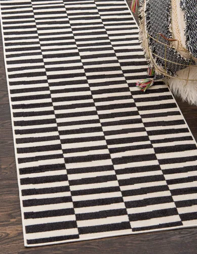 Vista 26 de Unique Loom Williamsburg Collection - Alfombra informal de transición gruesa con rayas alternas (8 pies x 10 pies, rectangular, gris/beige)