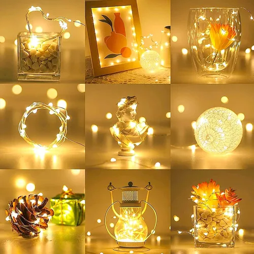Vista 4 de Ehome Luces de Hadas, Luces de Hadas con Enchufe USB de 33 pies 100 LED Impermeables Luces de Cadena Cable de Cobre Luz de Cadena Decorativa