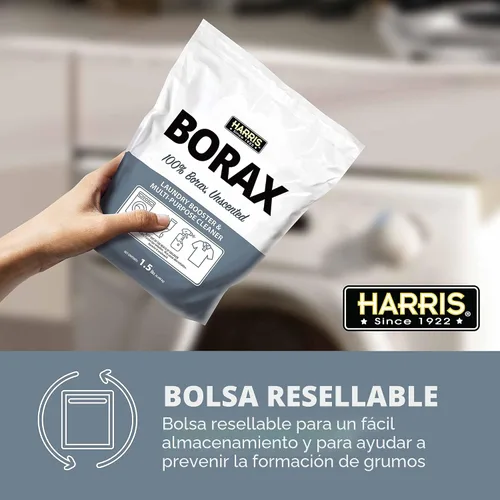 Vista 6 de HARRIS - Potenciador de lavandería en polvo de bórax para agua dura y poderoso limpiador multiuso, 1.5lb (Sin fragancia)