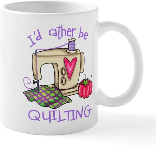 Vista 43 de CafePress I'd Rather Be Quilting Mug Taza de café de cerámica de 11 oz (11.0 fl oz)