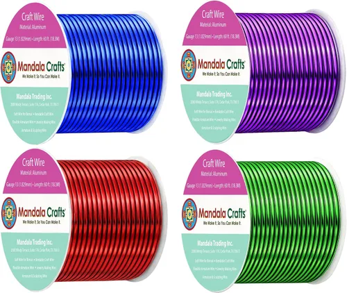 Vista 65 de Mandala Crafts - Alambre de aluminio anodizado de calibre 22 para hacer joyas - 137.2 m de alambre flexible surtido y coloreado - Doble para bonsái