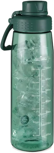 Vista 16 de Botella de agua de 32 oz, botella de agua transparente con tapa con pico y asa de transporte, reutilizable, Tritan, libre de BPA, botella de agua
