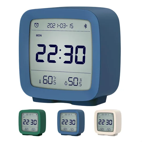 Vista 7 de qingping Reloj despertador digital Bluetooth inteligente con múltiples alarmas, funciona con pilas, pequeño reloj despertador con pantalla