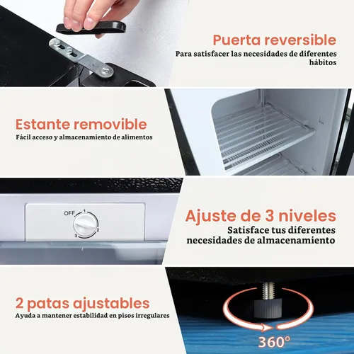 Vista 5 de Congelador vertical negro de 3.5 pies cúbicos, mini congelador compacto con puerta reversible de acero inoxidable, 3 termostatos ajustables