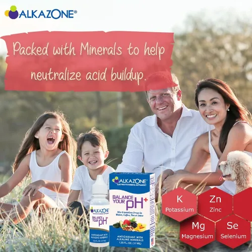 Vista 4 de Alkazone Equilibra tu pH (Más) Gotas minerales alcalinas antioxidantes, paquete individual de 1.25 onzas, portátil, produce suministro de agua