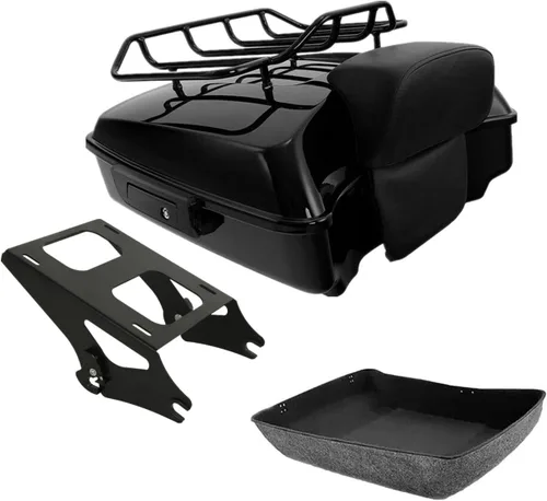 Vista 12 de TCMT Pestillos Negros de 10.7" para Maletero Cortado, Almohadilla de Respaldo, Luz Trasera LED con Señal de Giro Compatible con Harley Touring