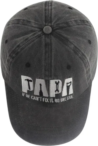 Vista 4 de Papa If He Can't Fix It No One Can, Papa Tools - Gorra de béisbol para hombre, divertida gorra de béisbol ajustable de algodón bordada