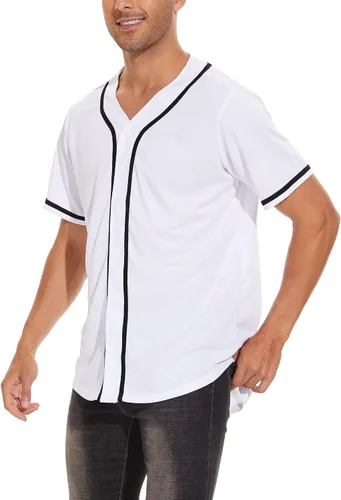 Vista 6 de babyhealthy Camiseta de béisbol en blanco con botones para hombre, camisetas de hipster, camisetas de softbol deportivo